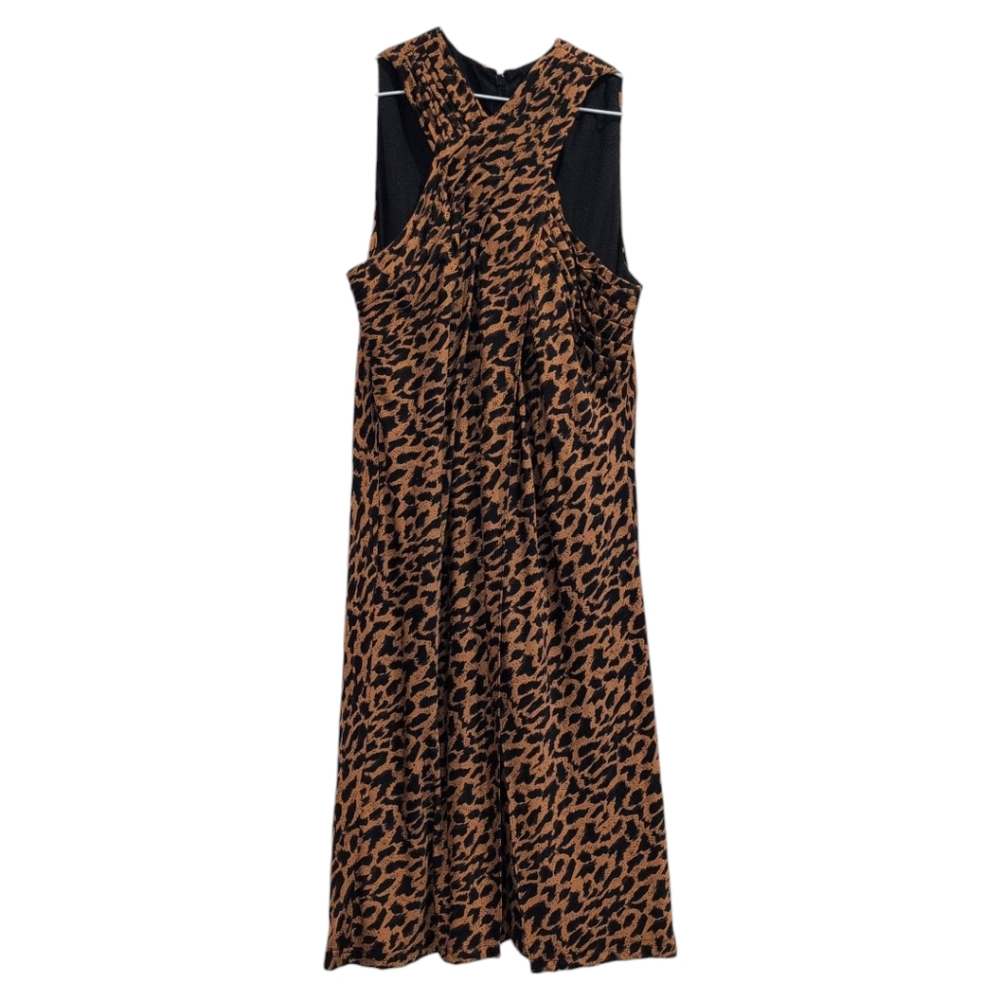 NWot Badgley Mischka‎ Leopard Print Dress - Black and Brown 10